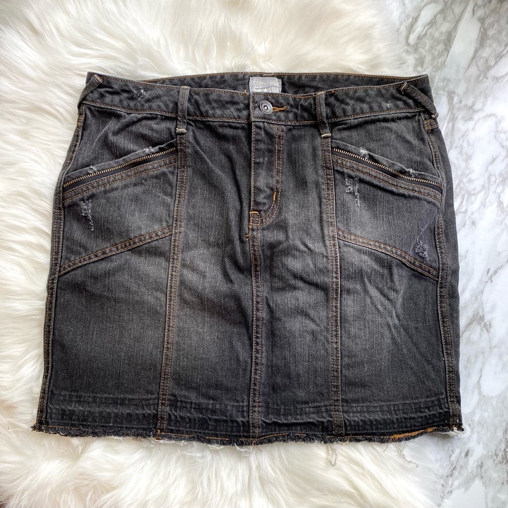 CONVERSE ONE STAR | Y2K black, denim skirt